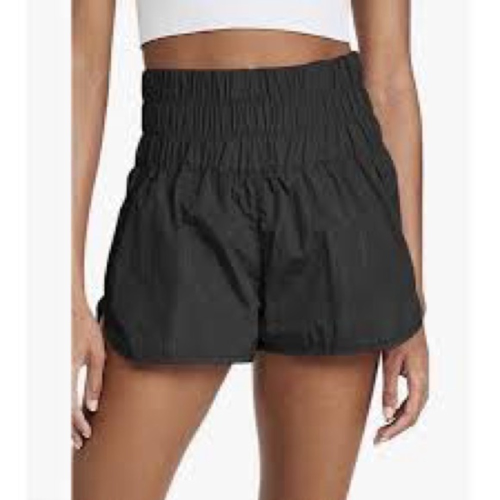 FP Movement by Free People The Way Home Black High-Waist Smocked Shorts
